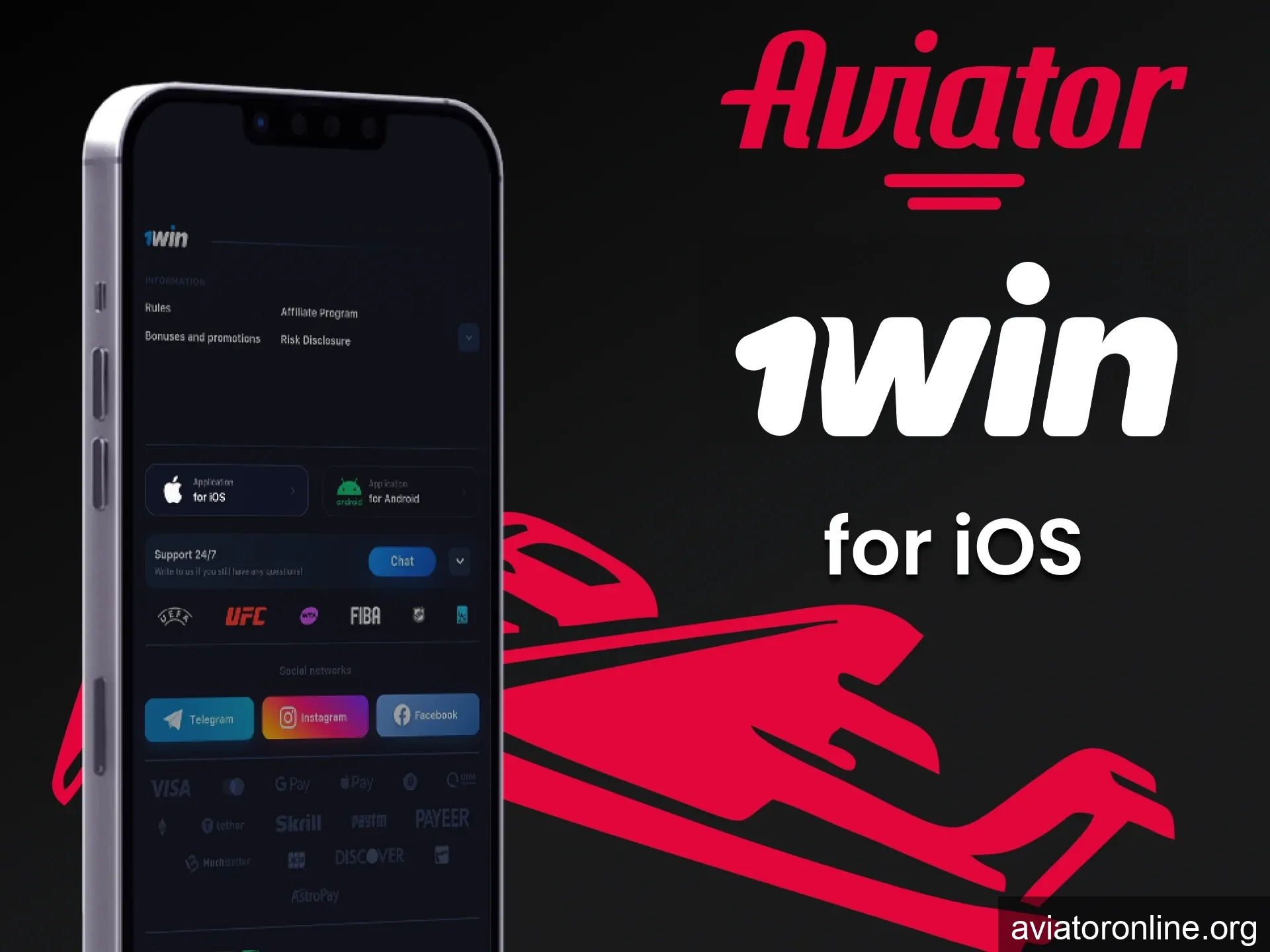 Play Aviator through the 1win iOS app.