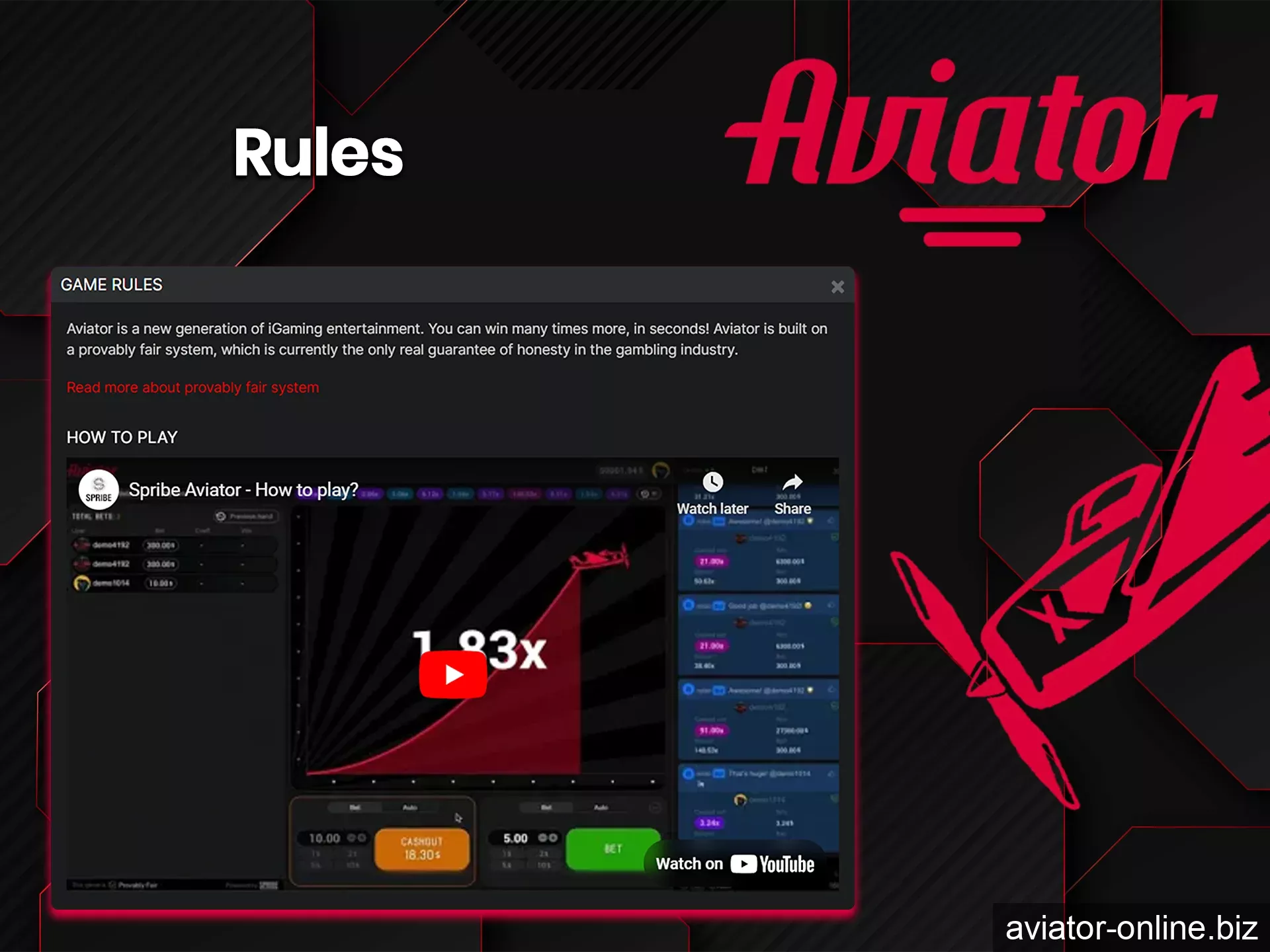 Learn about the rules of the game Aviator.