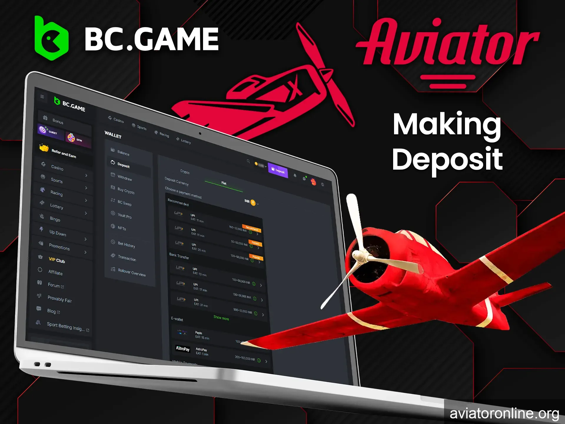 Making a deposit on the BC Game website is done without any delays.