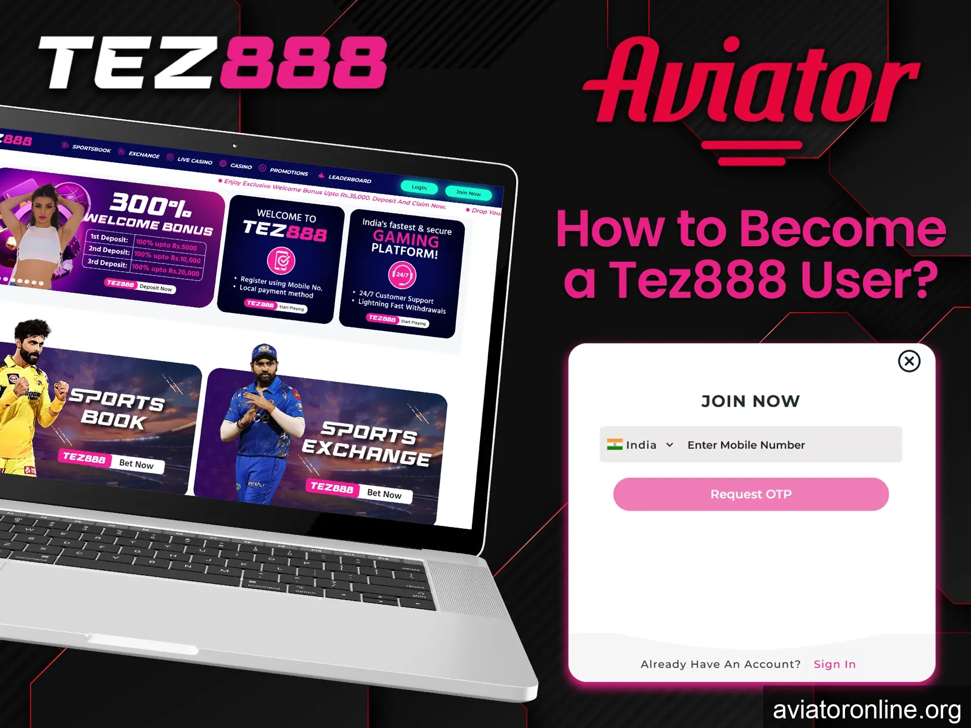Open the official Tez888 page and register to play Aviator.